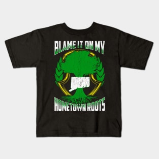 Blame It On My Hometown Roots State Tree Gift Connecticut Kids T-Shirt